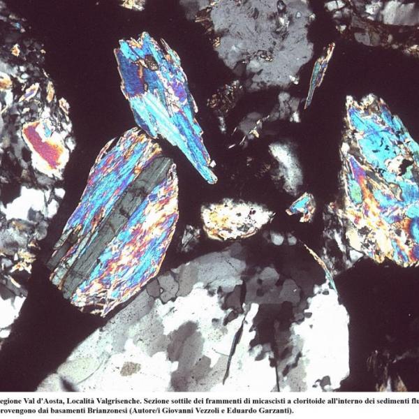 Sezioni sottilii di sedimenti fluviali provenienti dalla catena Alpina