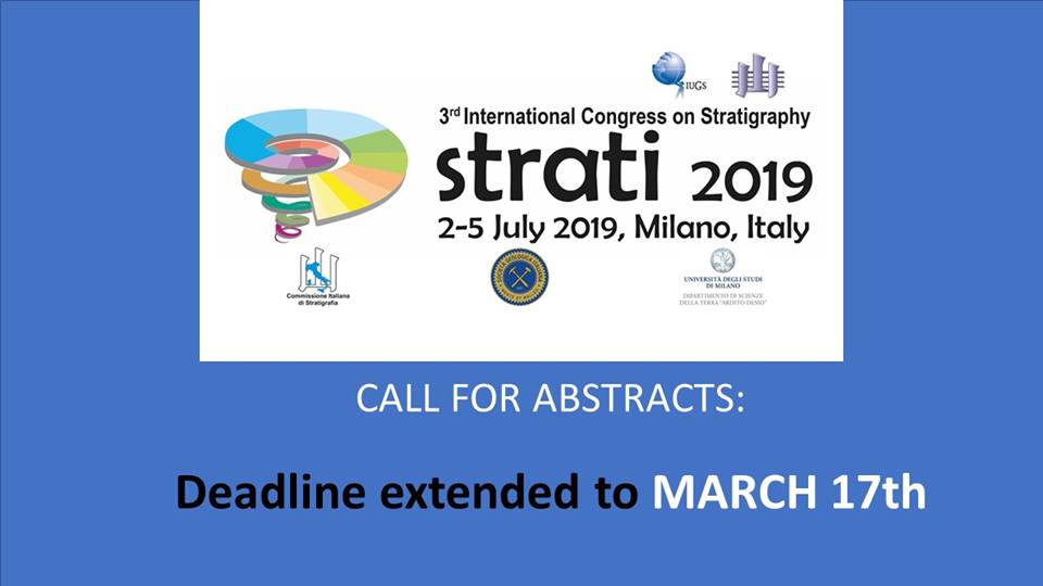 3rd International Congress on Stratigraphy &ndash; STRATI 2019 - Deadline extended to March 2017