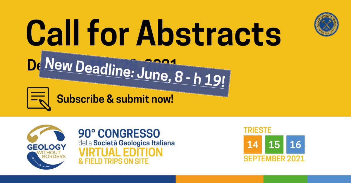 90&deg; Congresso della Societ&agrave; Geologica Italiana - Proroga deadline sottomissione abstract