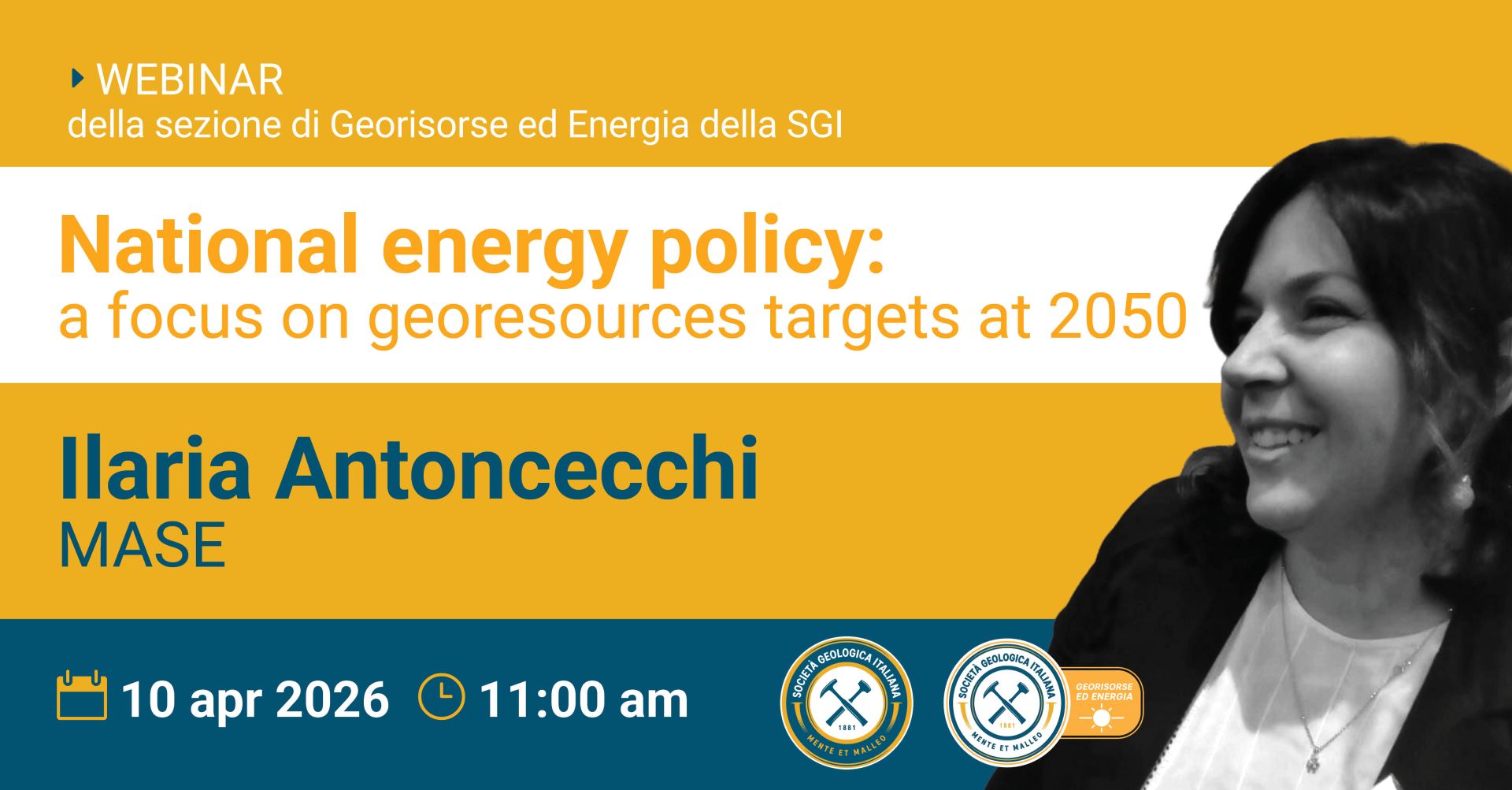 Avviso webinar Sezione Georisorse ed Energia - National energy policy: a focus on georesources targets at 2050