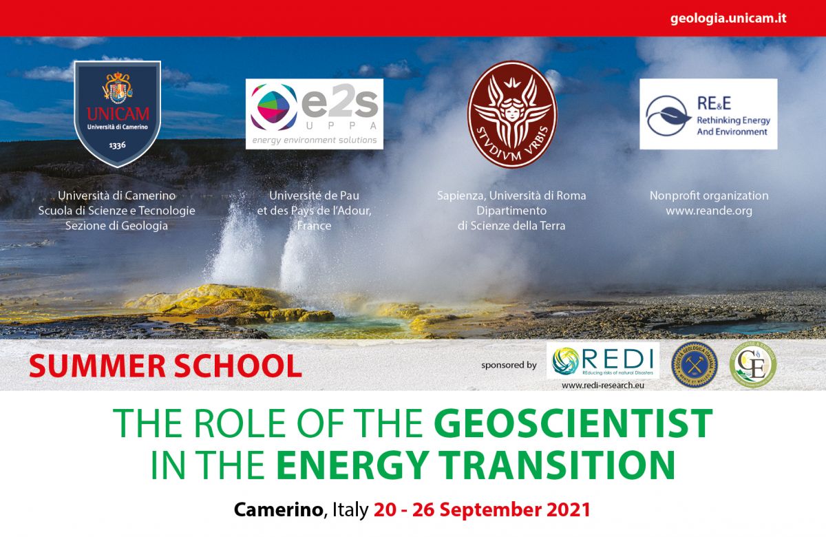 Summer School -  The role of the Geoscientist in the Energy Transition. Camerino, Italy 20-26 September 2021