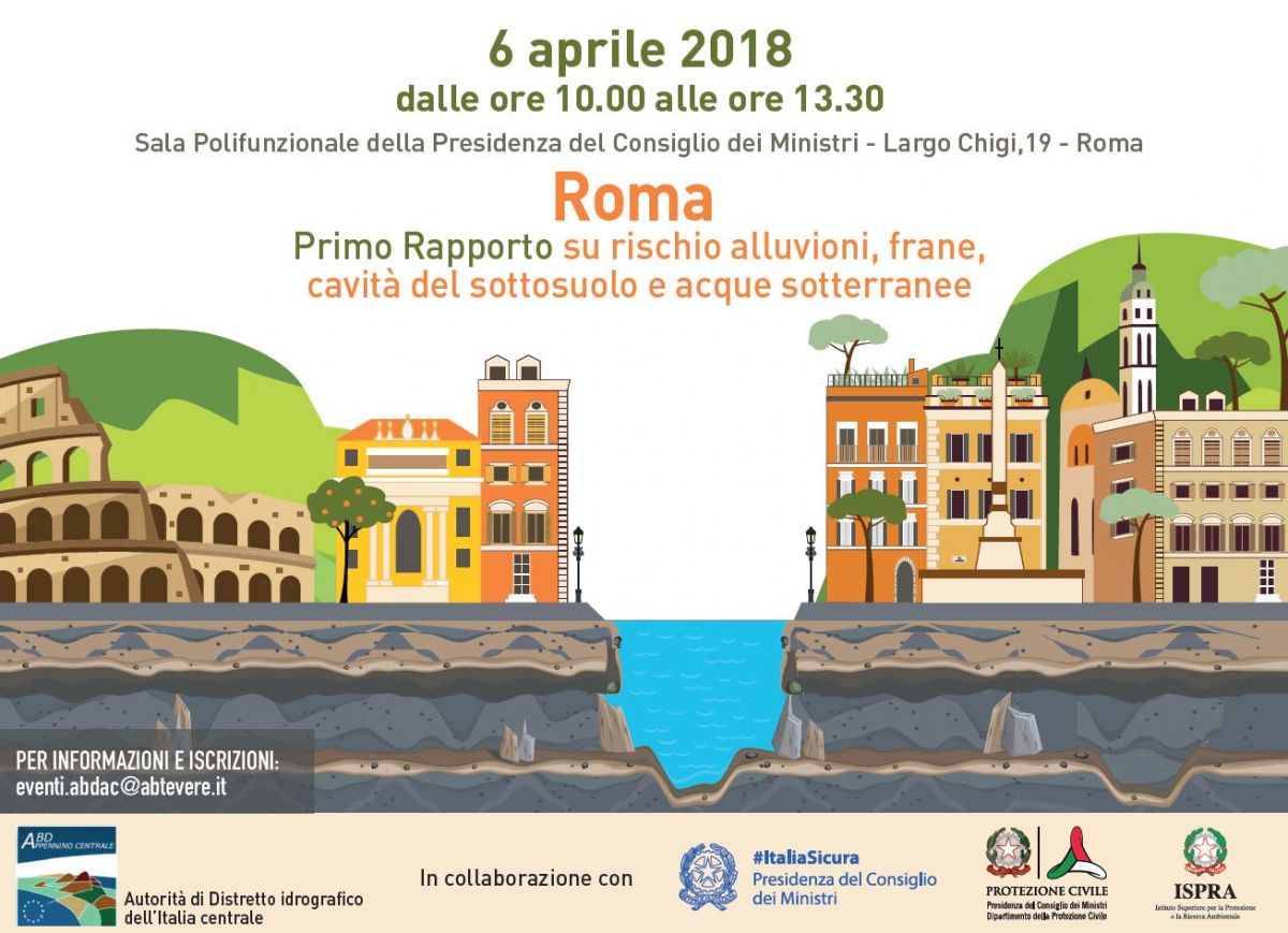 Roma: Primo Rapporto su rischio alluvione, frane, cavit&agrave; del sottosuolo e acque sotterranee