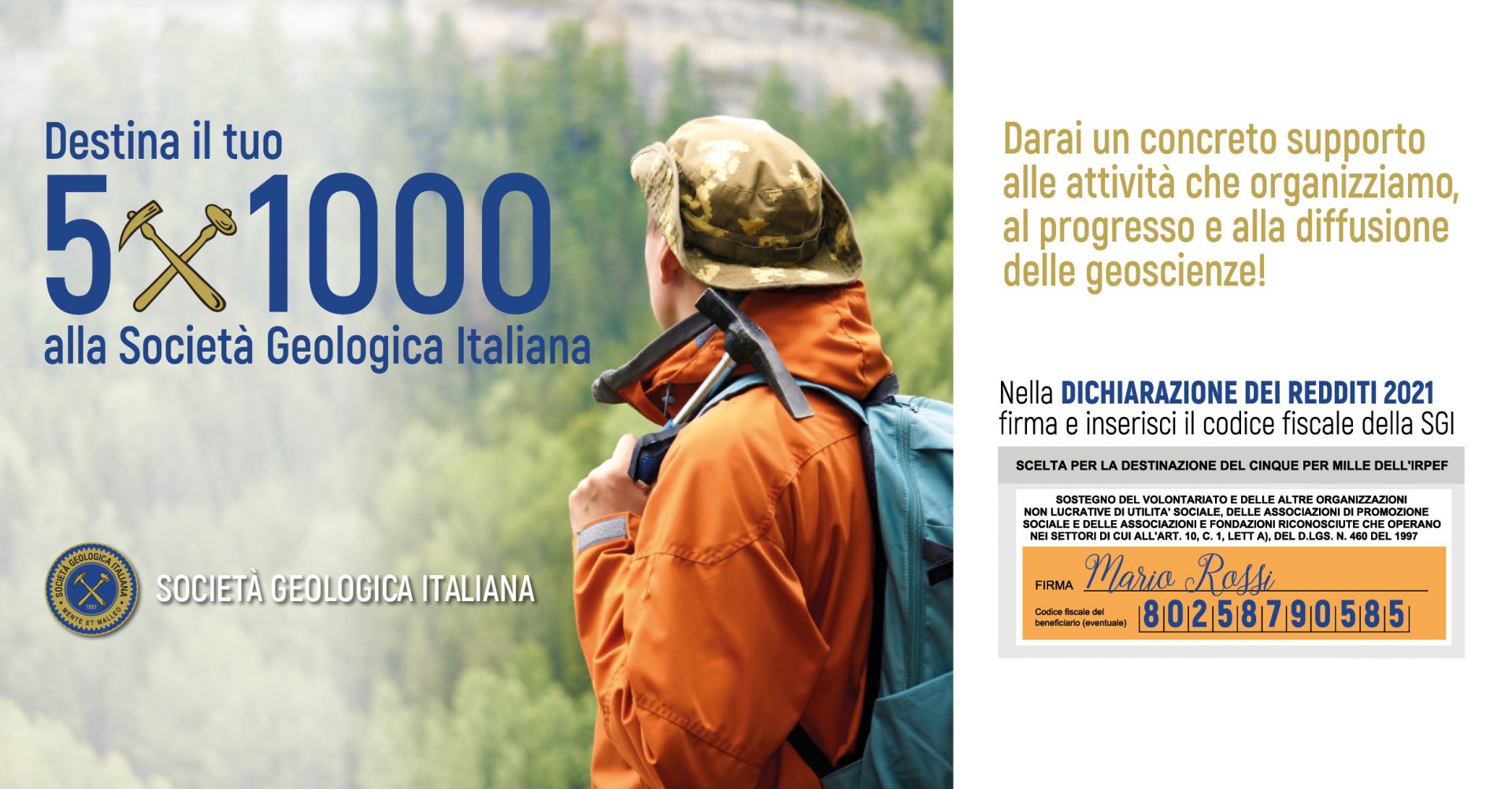 Destina il tuo 5 x mille alla Societ&agrave; Geologica Italiana